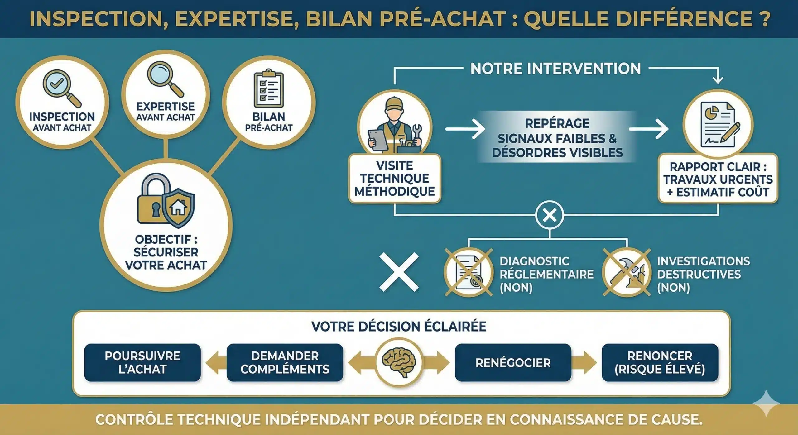 Bilan avant achat et diagnostics réglementaires, quelle différence
